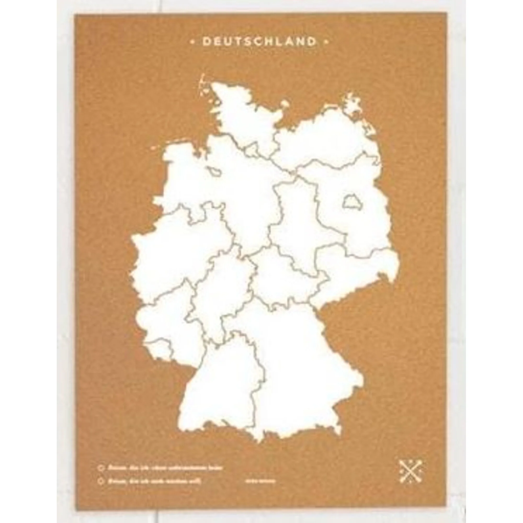 Carte géographique  Woody Map Countries Deutschland Cork L white (60 x 45 cm)