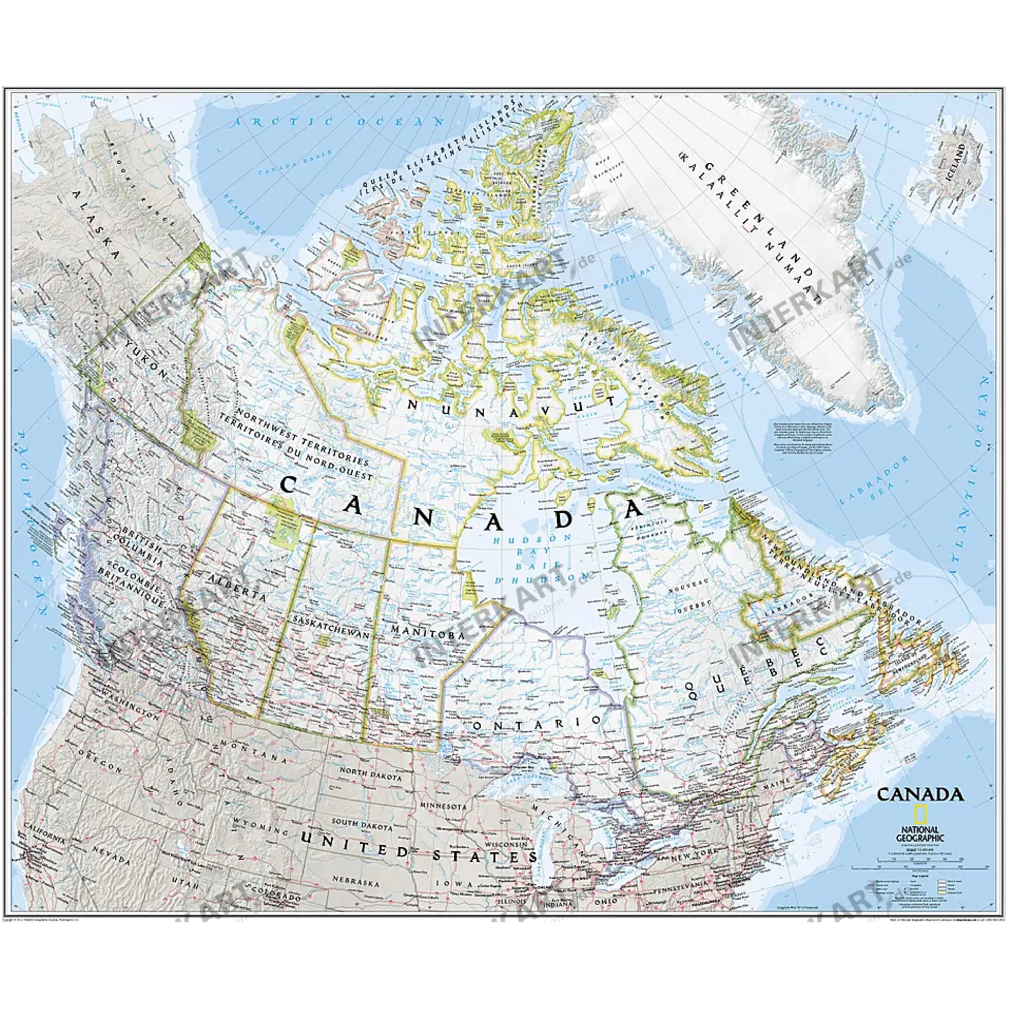 Pays carte Canada 96 x 81cm