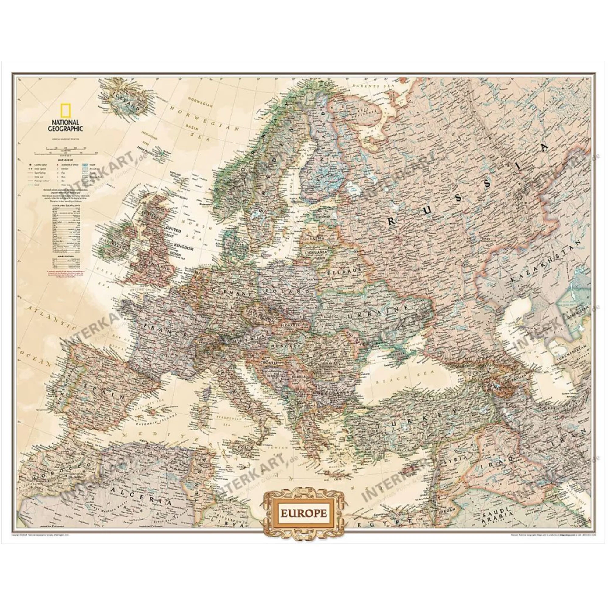 Carte antique d'Europe en 3 parties