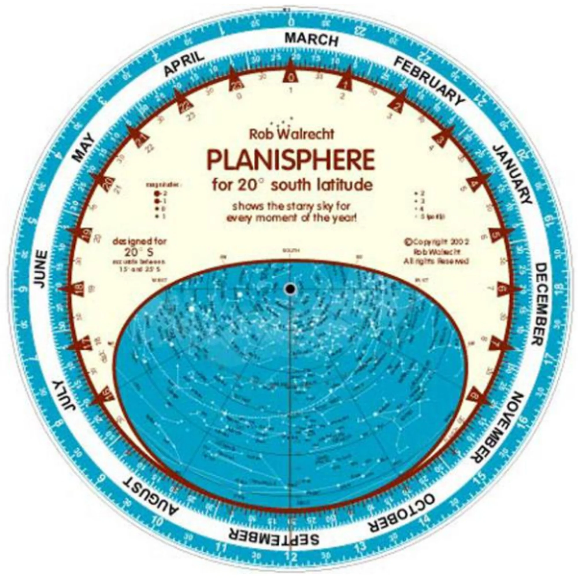 Carte du ciel  Planisphere 20°S 25cm