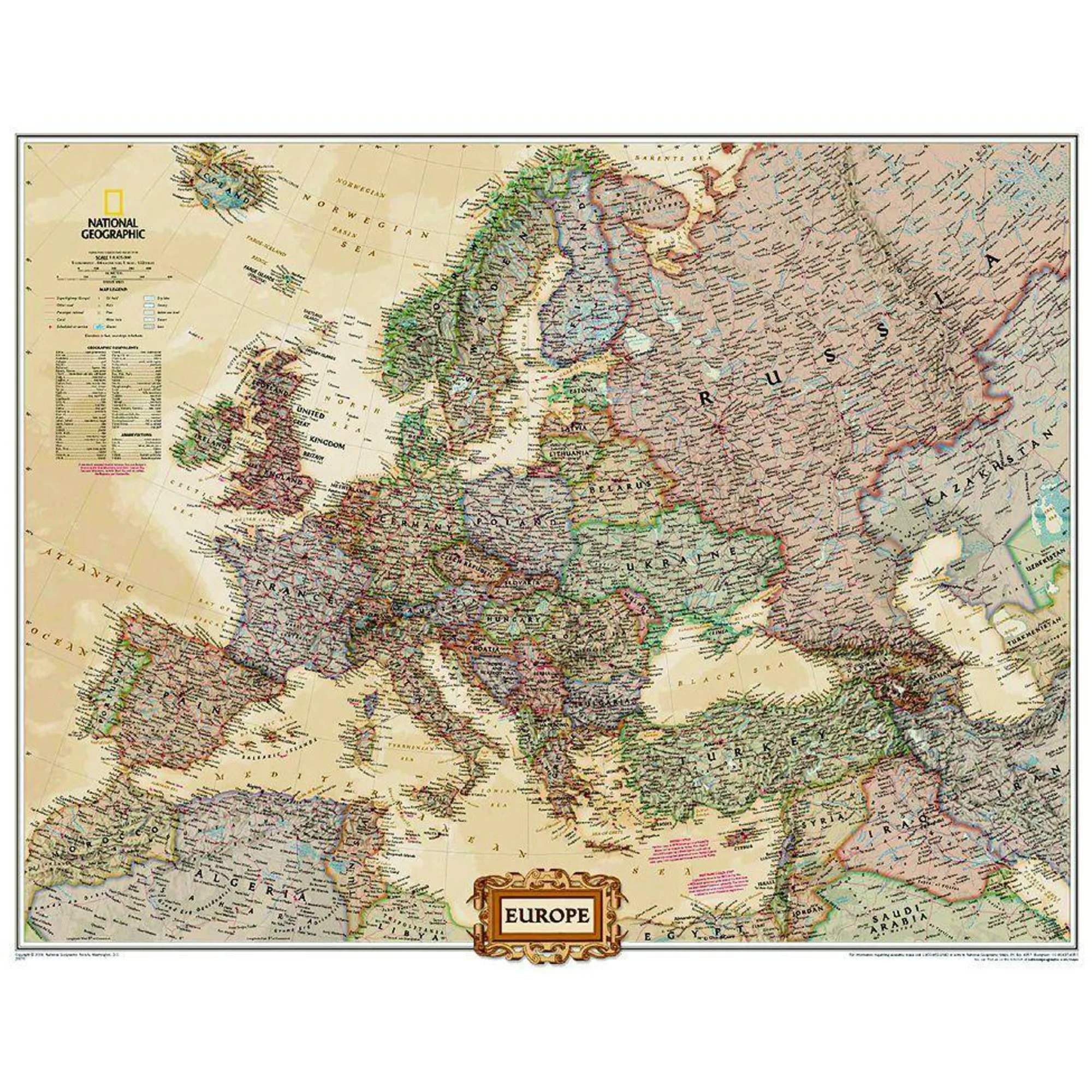 Carte des continents  Europe (76 x 61 cm)