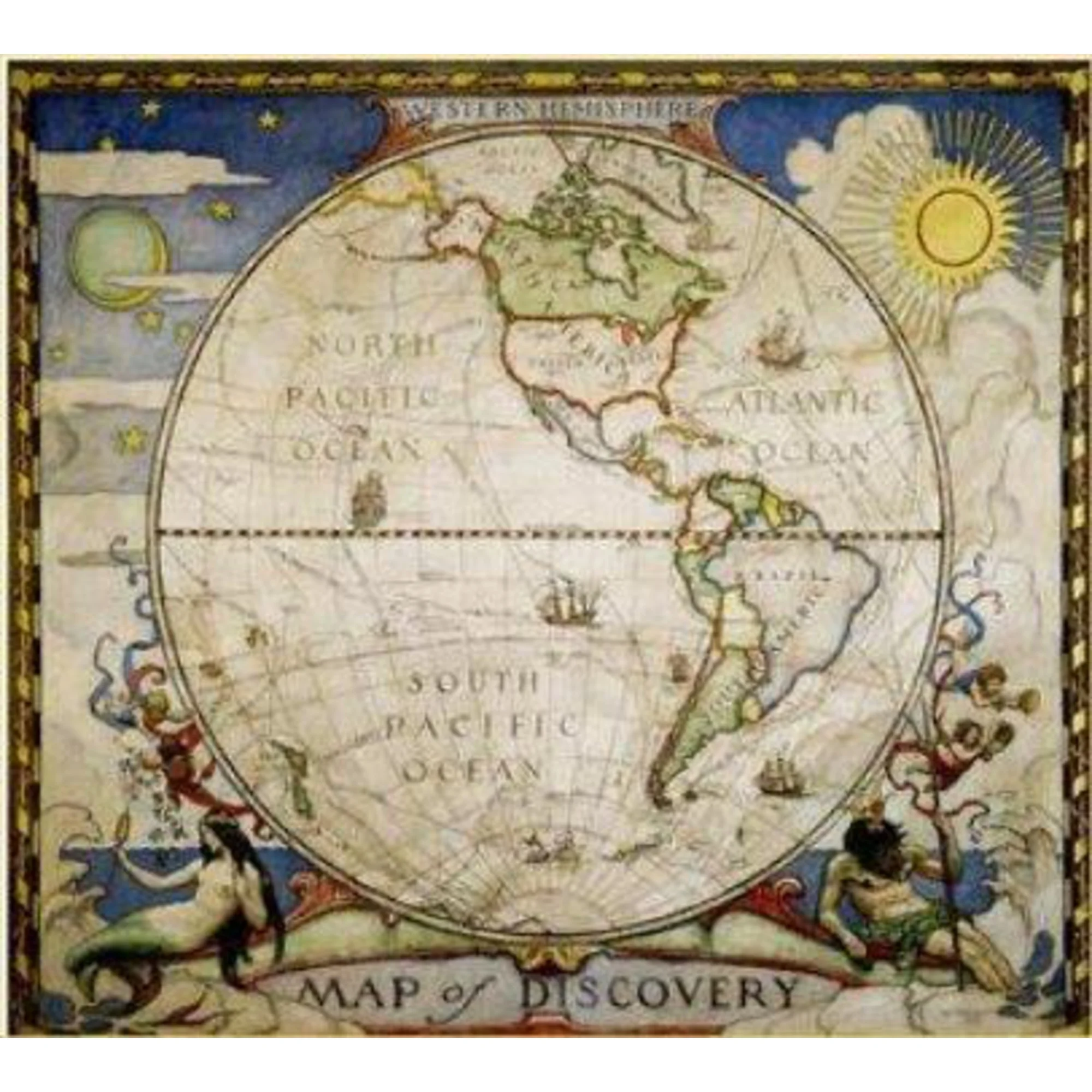 Mappemonde  Carte d'explorateur - hémisphère occidental