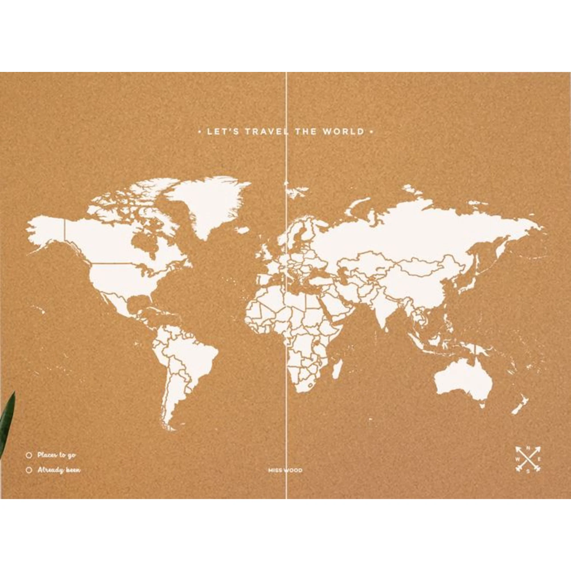 Mappemonde  Woody Map Natural Cork XXL white