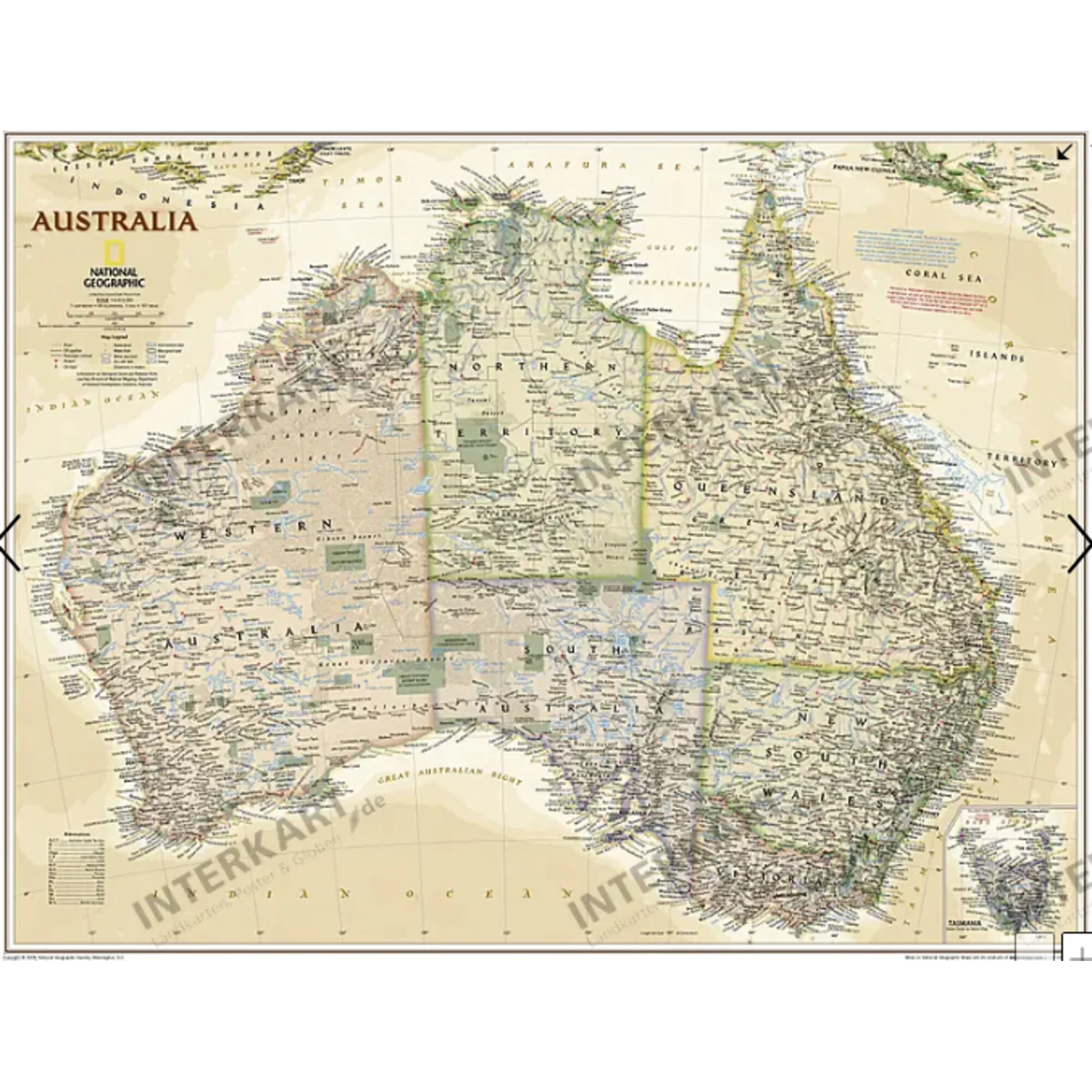 Carte des continents  Australie (77 x 69 cm)