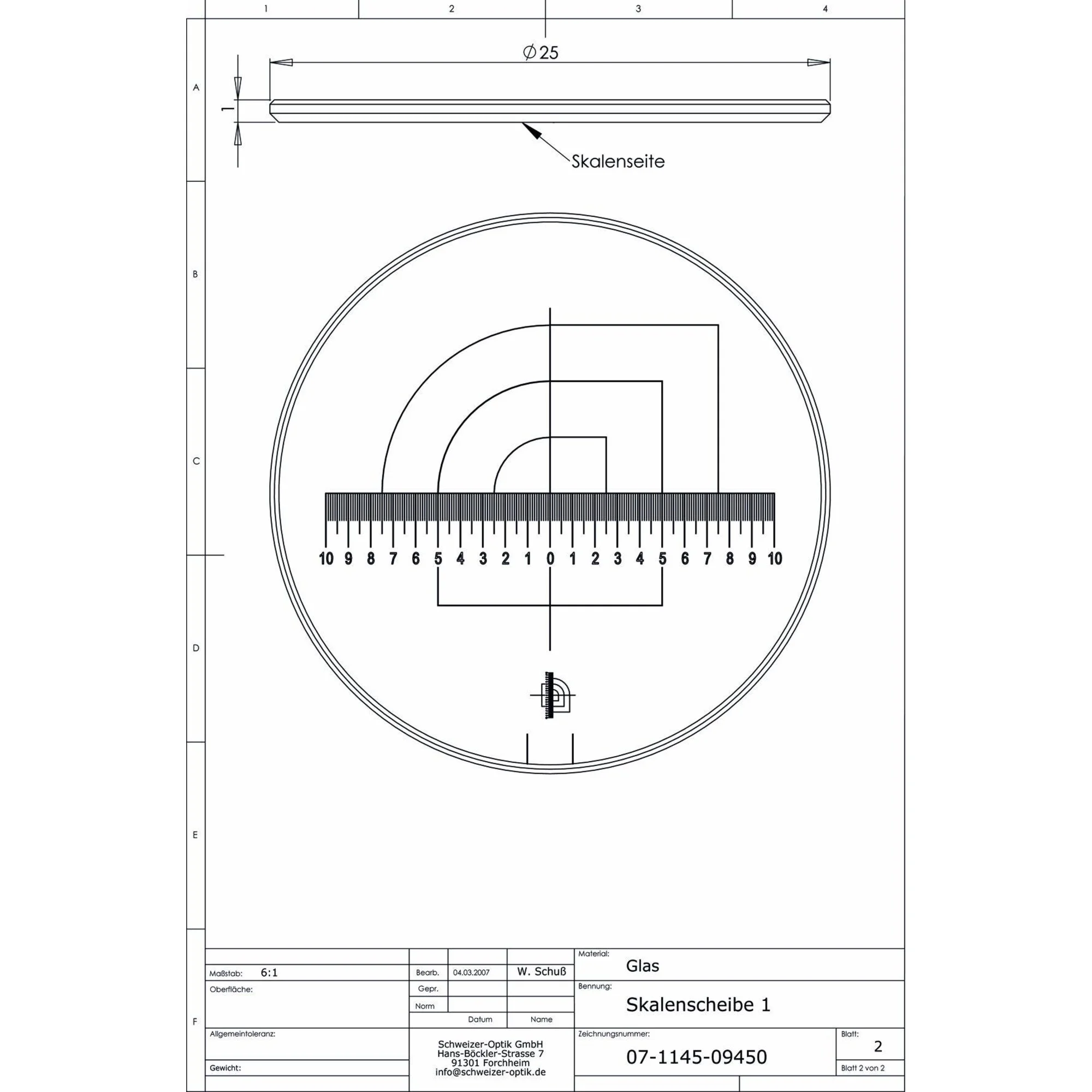Echelle 1 pour loupe de mesure Tech-Line