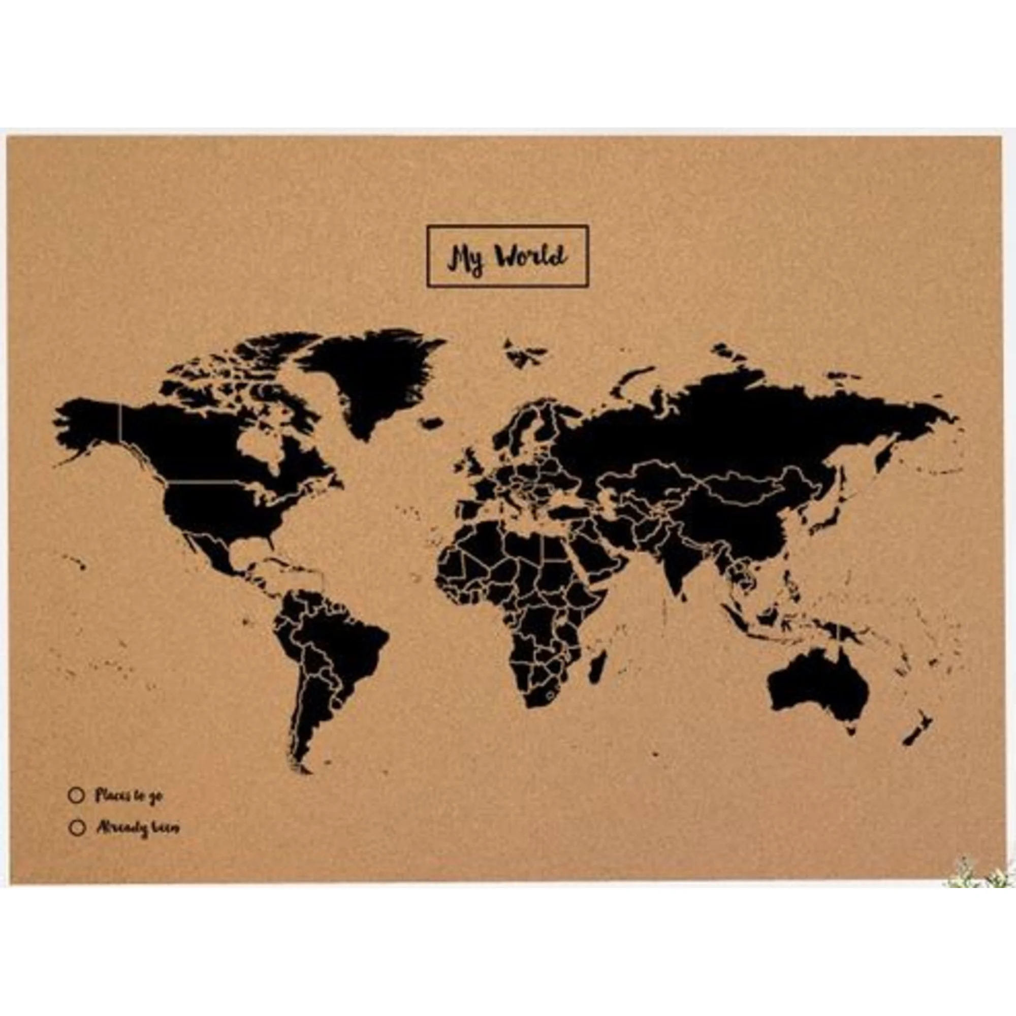 Mappemonde  Woody Map Natural Cork XL black