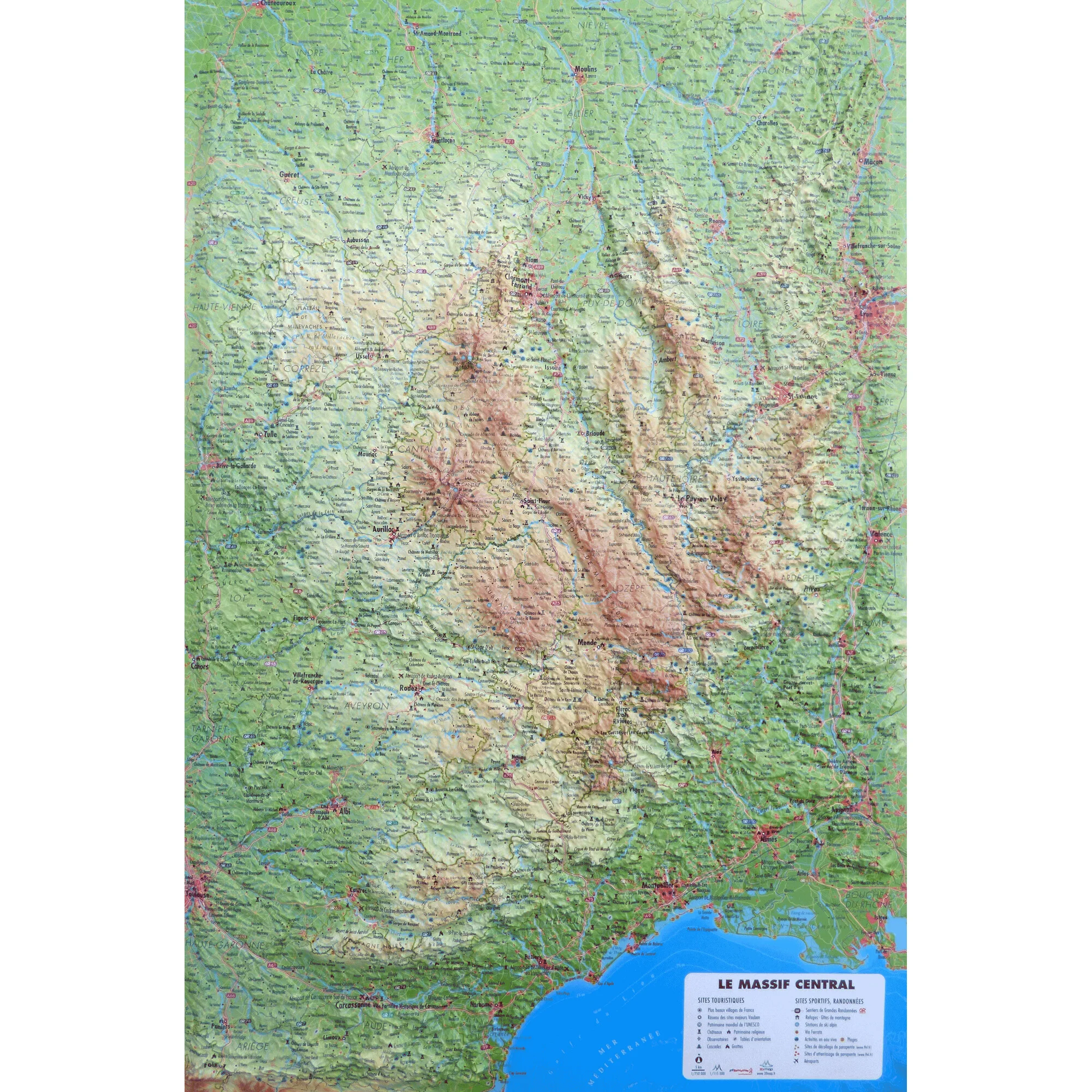 Carte régionale  Le Massif Central