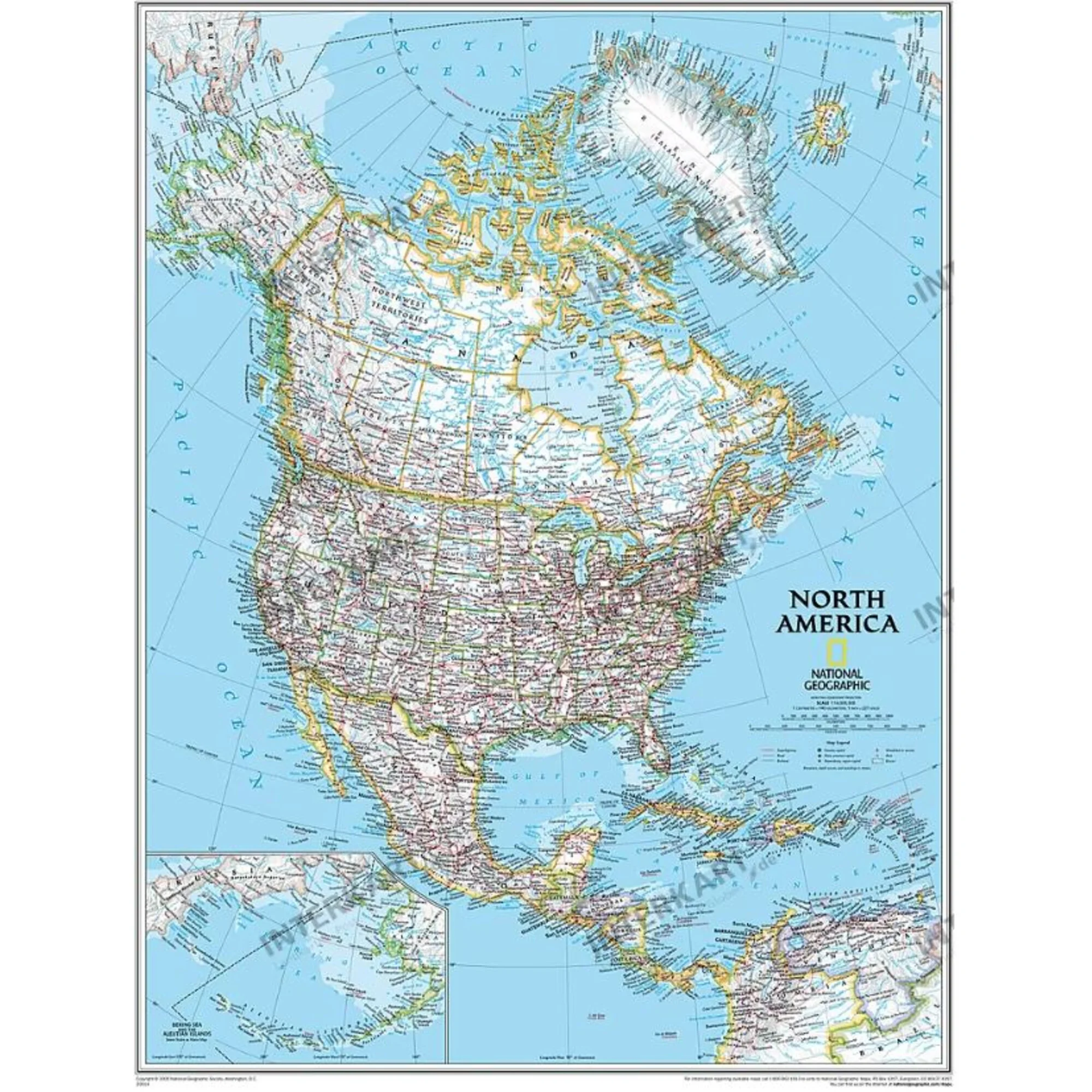 Carte de continent Nord Amérique, politiquement