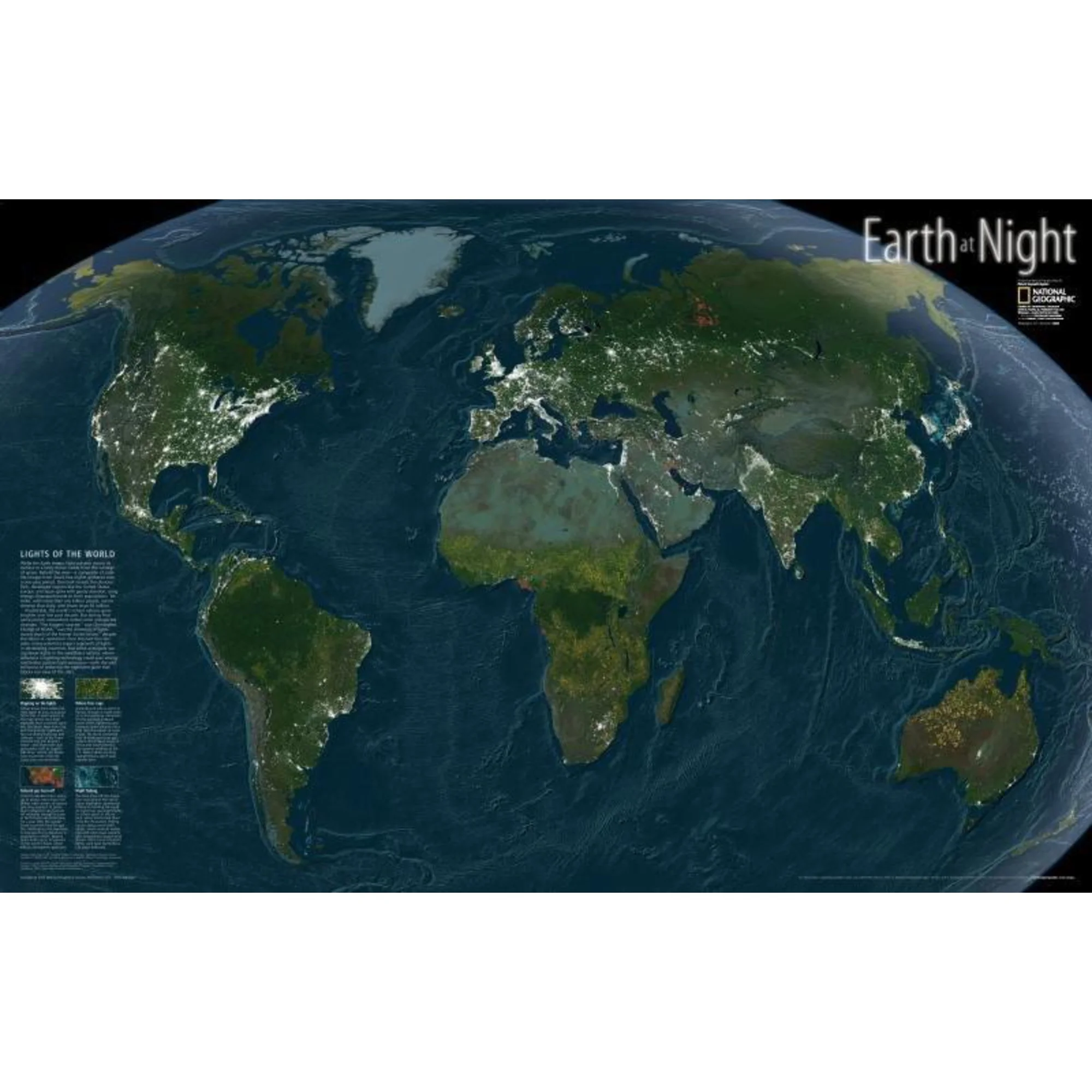 Mappemonde  L'Earth AT Night - carte de paroi stratifie