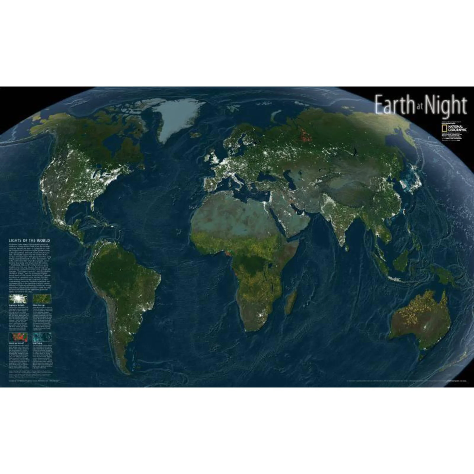 Mappemonde  Earth AT Night - carte de paroi