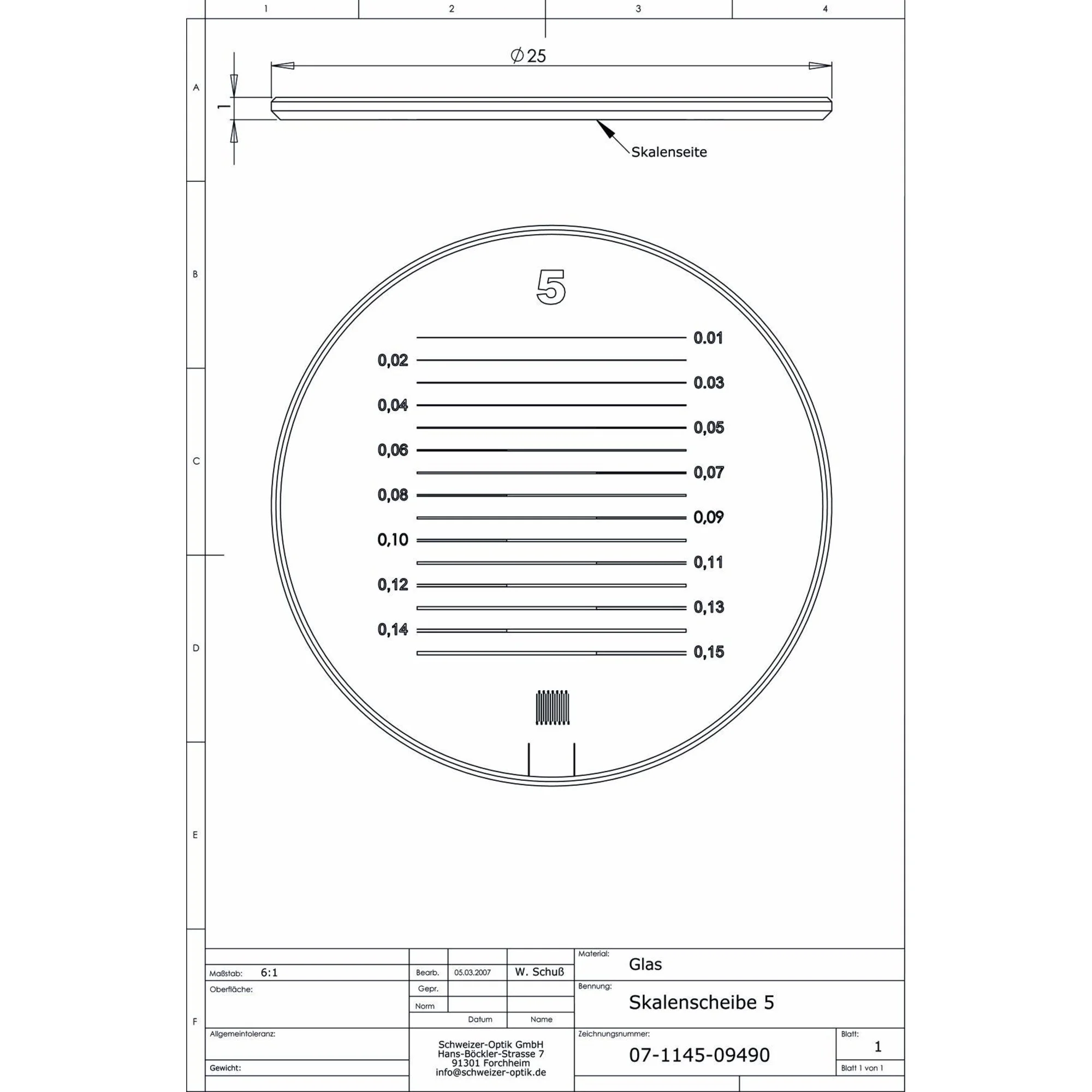 Echelle 5 pour loupe de mesure Tech-Line