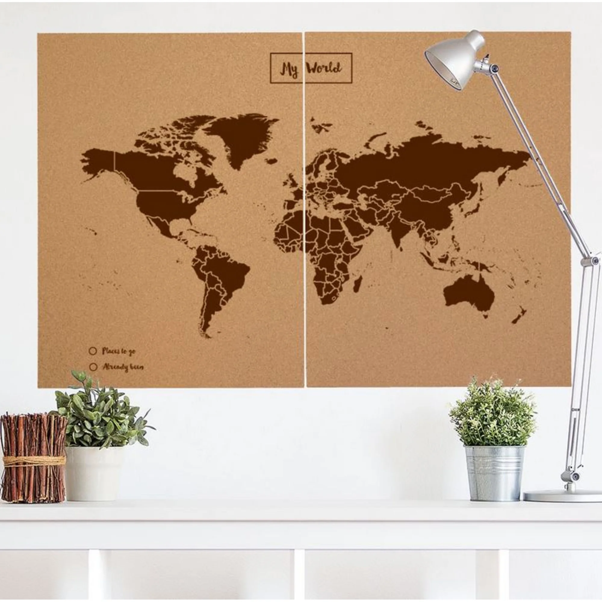 Mappemonde  Woody Map Natural Cork XXL brown