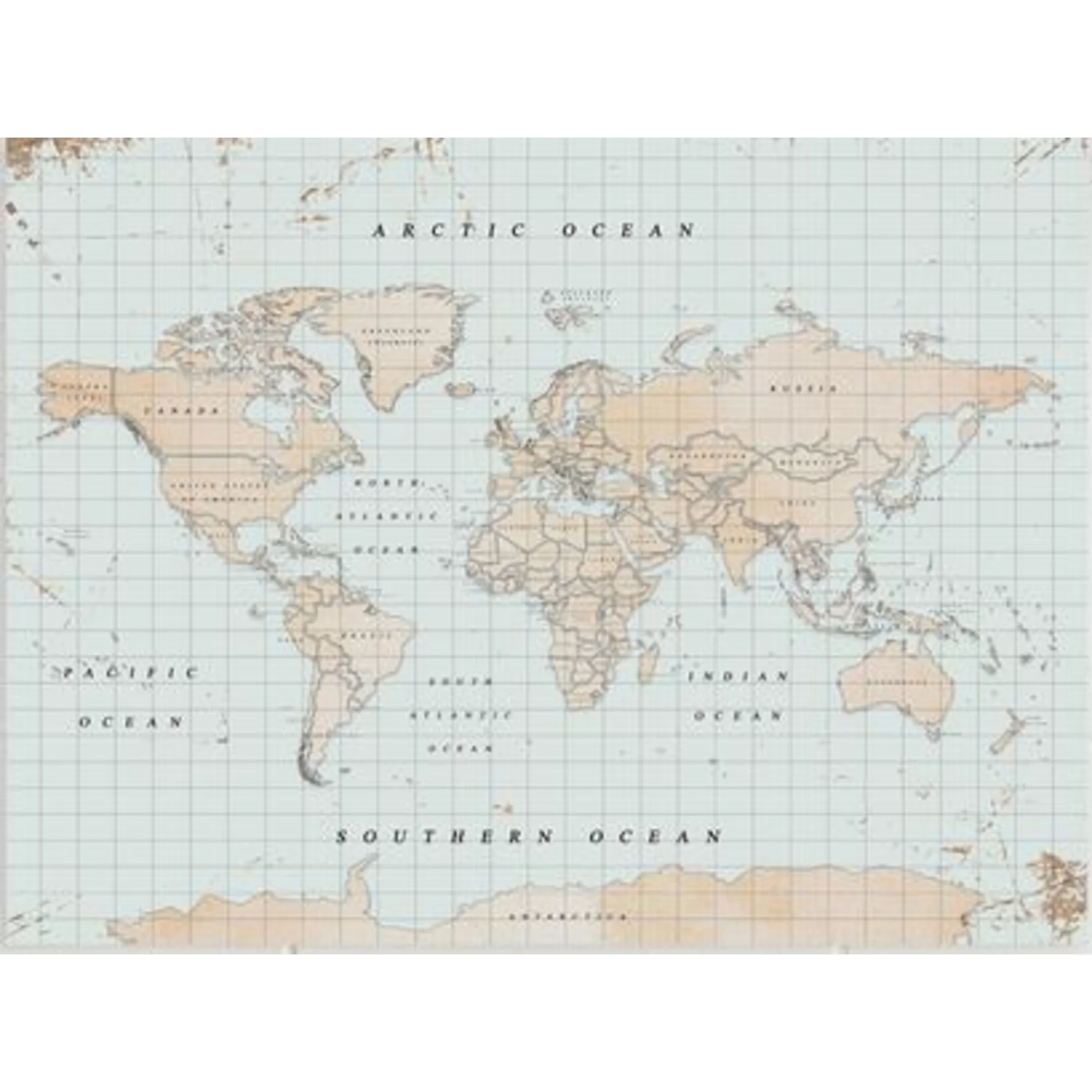Mappemonde  Woody Map Watercolor Vintage L