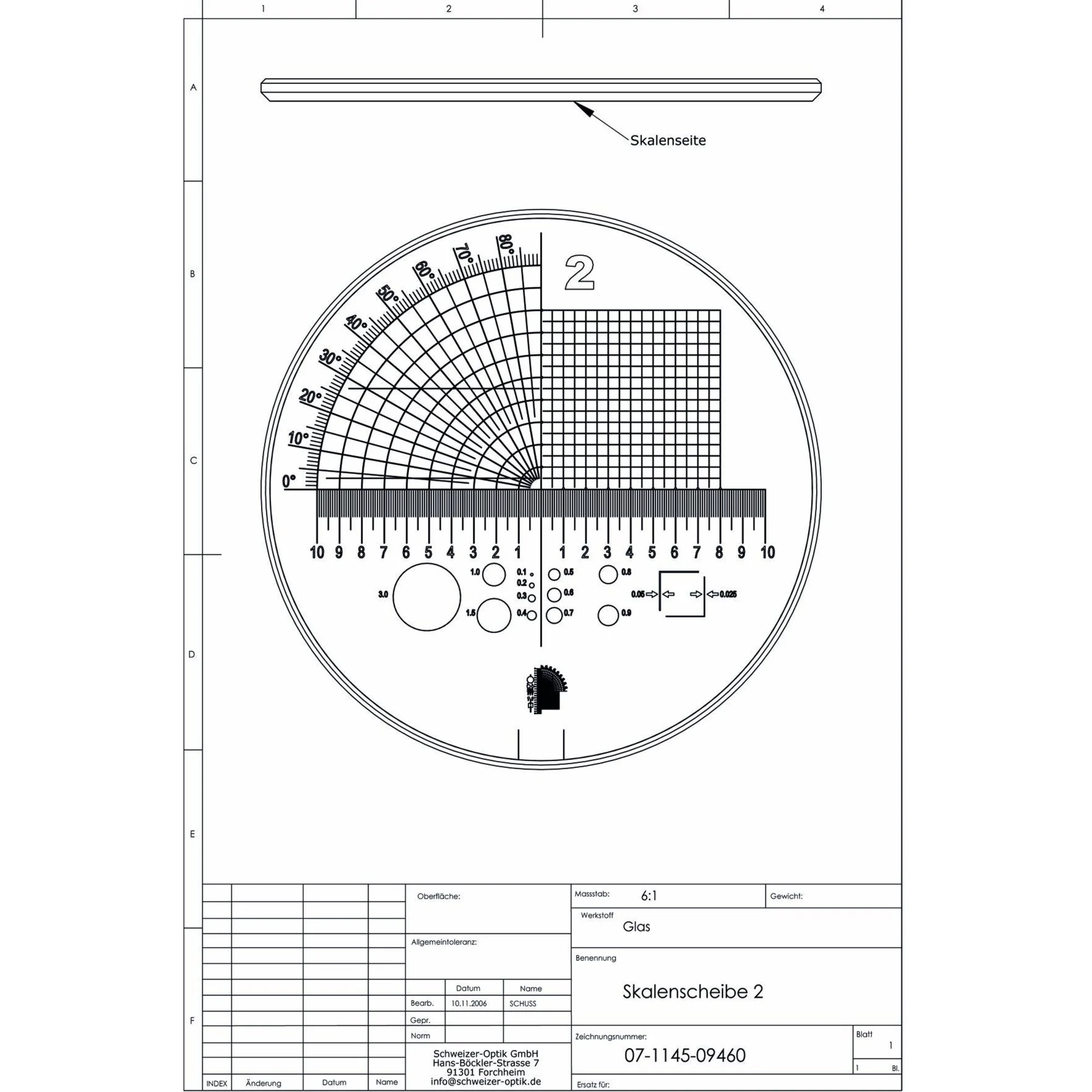 Echelle 2 pour loupe de mesure Tech-Line