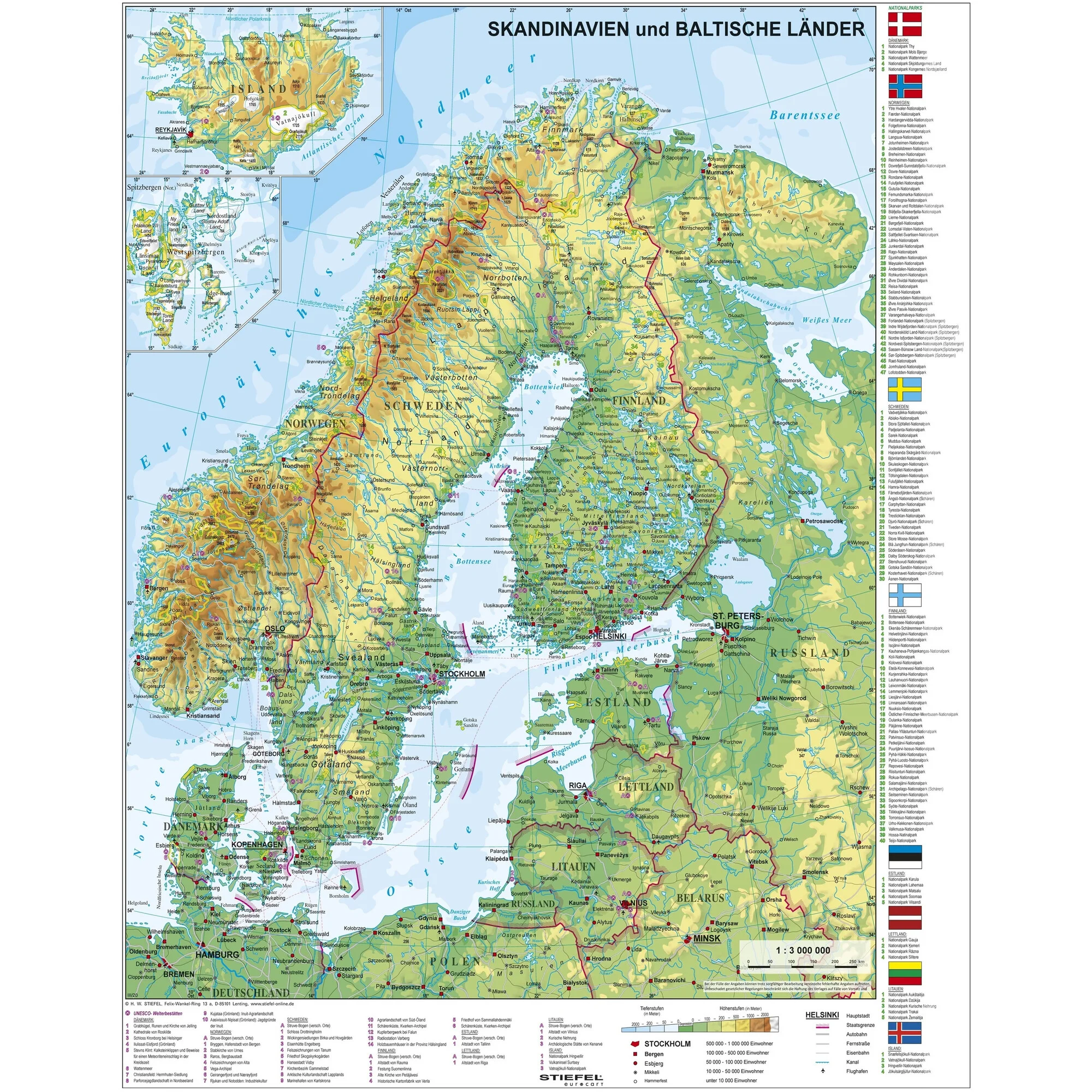 Carte géographique  Scandinavie et pays baltes