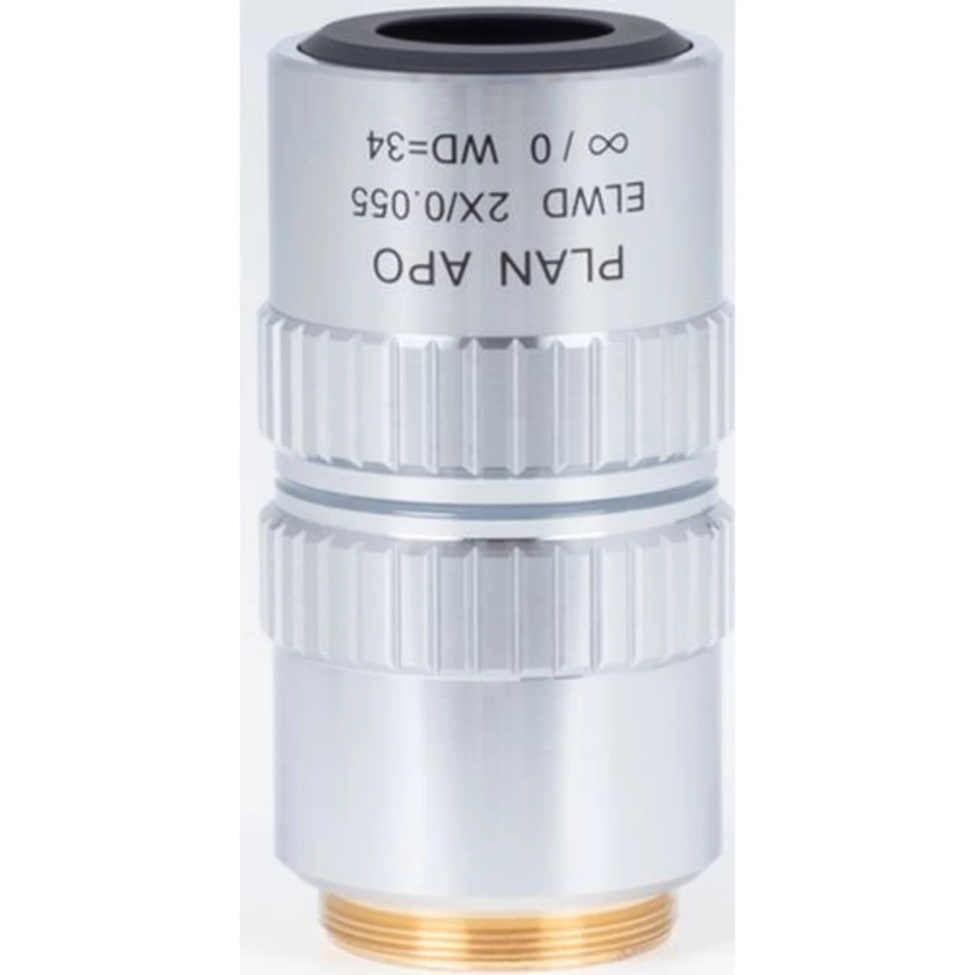 Plan apochromatique. Objectif ELWD 2X/0,055 (largeur : 34 mm)