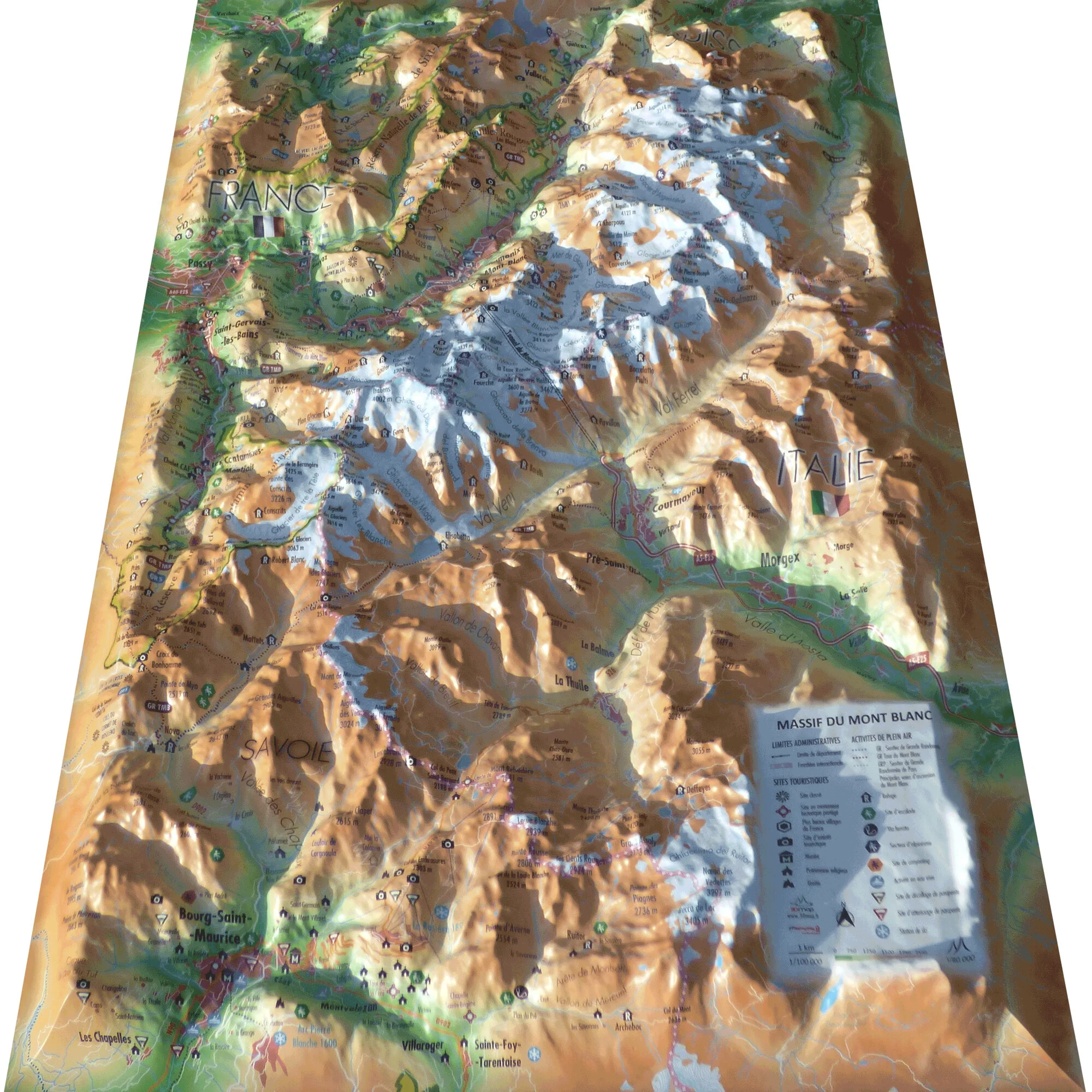 Carte régionale  Massif du Mont Blanc (41 cm x 61 cm)