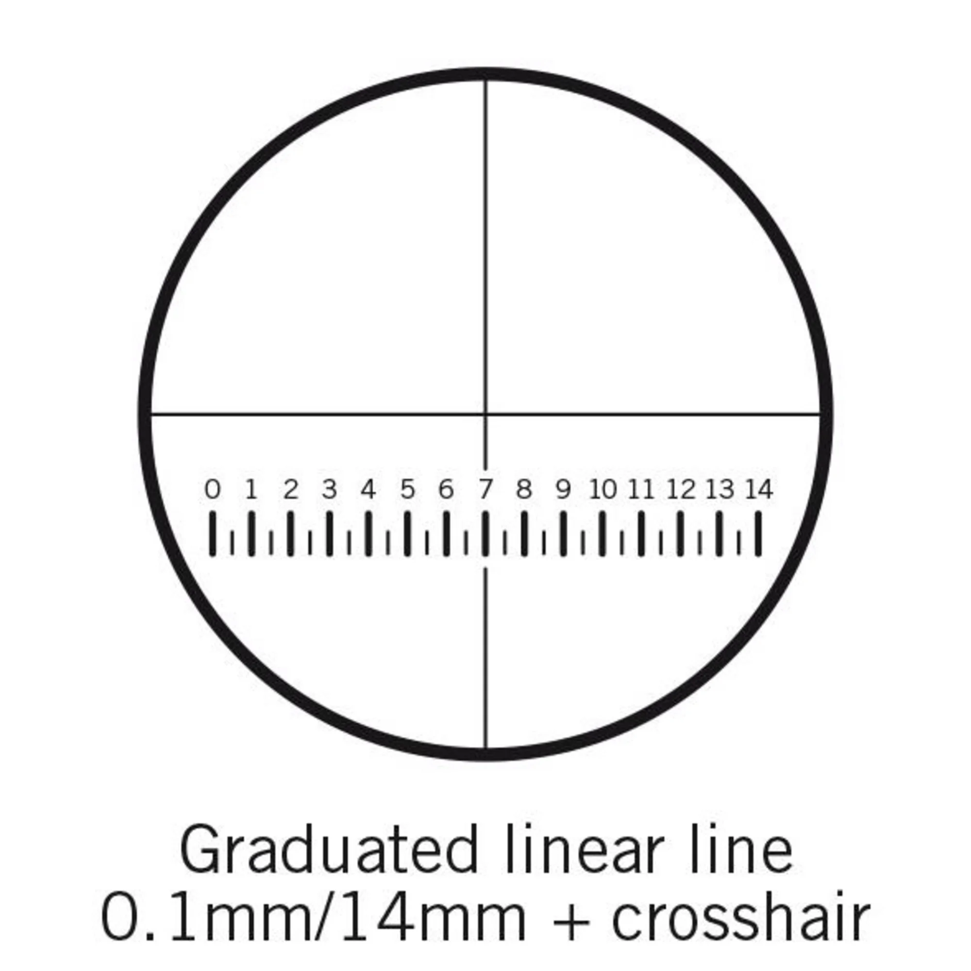 Plaque micrométrique  Réticule avec grille (14 mm en 140 divisions) et croix, (Ø25 mm)