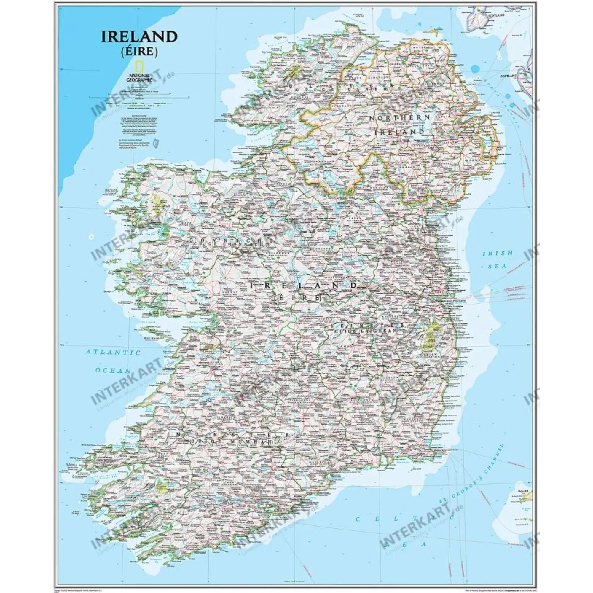 Carte géographique  Irlande (76 x 91 cm)