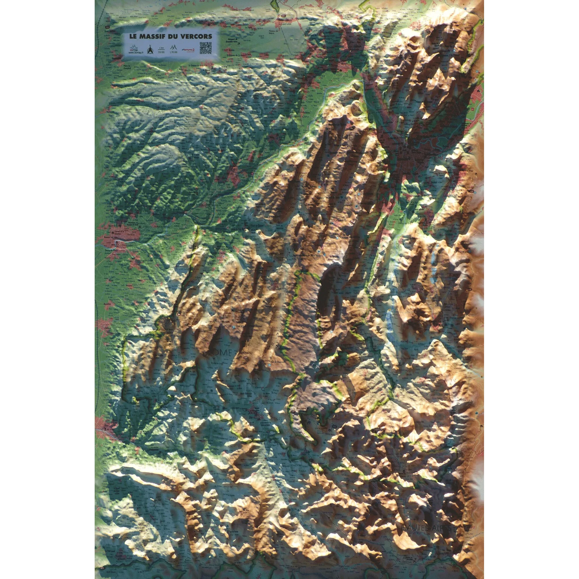 Carte régionale  Le massif du Vercors (61 cm x 41 cm)
