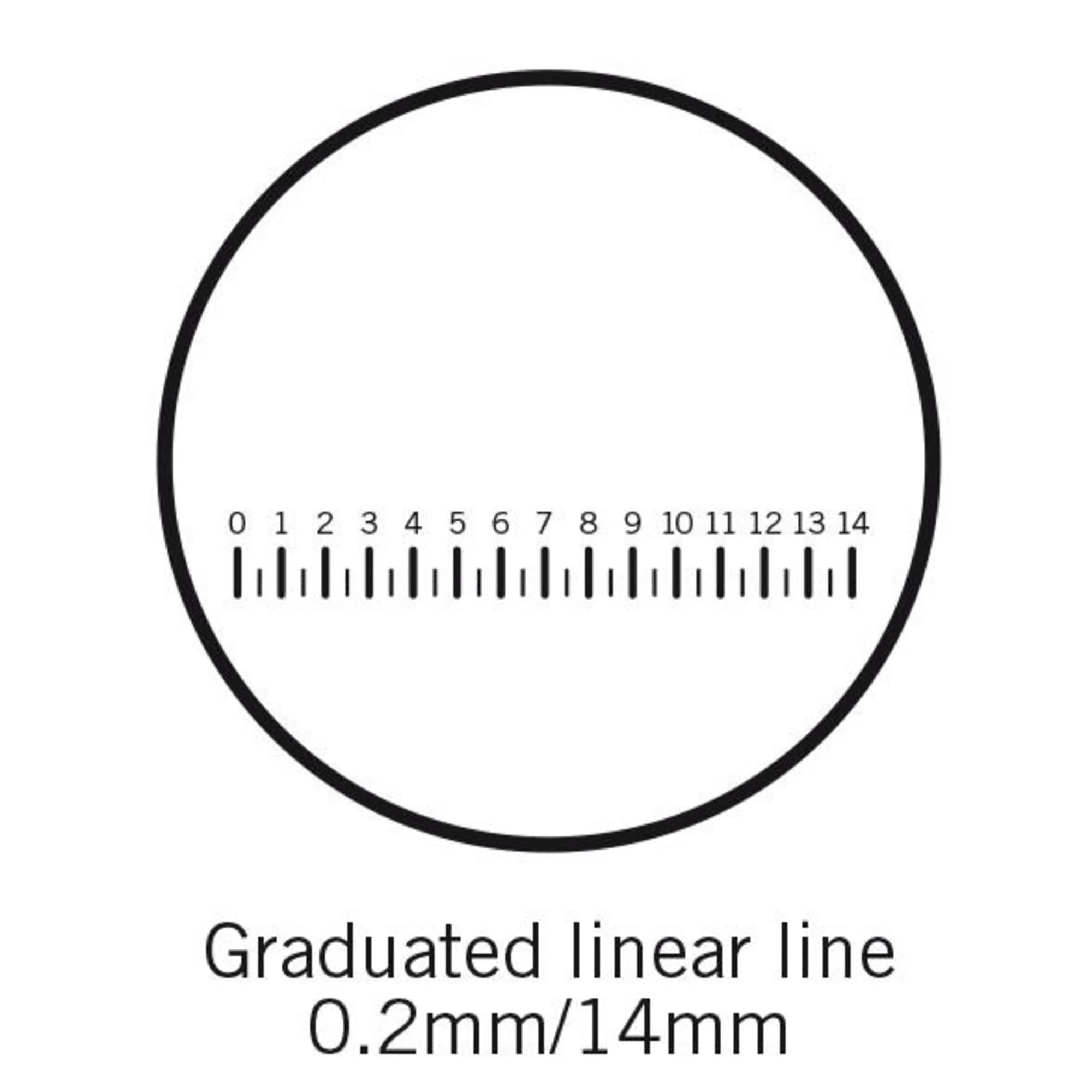 Plaque micrométrique  Réticule avec grille (14 mm en 70 divisions), (Ø25 mm)